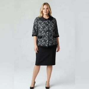 Anthropologie Nick & Mo Boutique NWT Lace Peter Pan Collar 3/4 Sleeve Coat Sz S